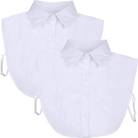 Tatuo 2 Pieces Fake Collar Detachable Collar for Women Shirts Dickey Half False Blouse Dickey(Large,White)