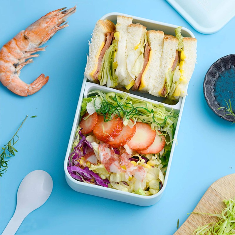 PuTwo Bento Box Lonchera de 2 niveles, sin derrames, para