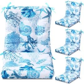Hoteam 4 Set Outdoor Patio Chair Cushions 20 x 42 in Deep Seat Waterproof Patio Cushions Set for Furniture Replacement Removable Seat and Back (Ocean)