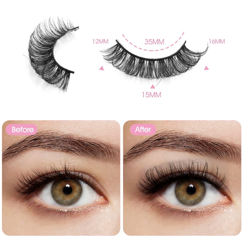 WLLHYF Russian Strip False Lashes Cat Eye Fluffy Wispy Faux