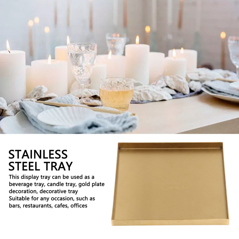 Gold Stainless Steel Tray Decorative Jewelry Dish Makeup Tray Organizer