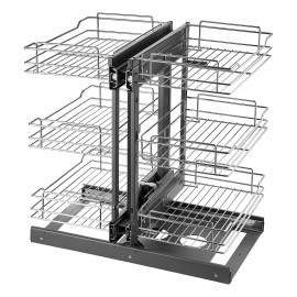 15\" Min Opening Blind Corner Pull Organizer 3 Tier 6 Shelf Kitchen Cabinet Storage with Chrome Carbon Steel BasketDefault: Default