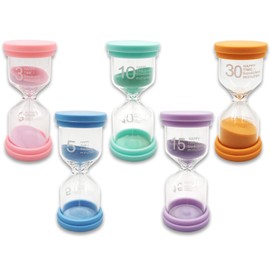 Sanduhren Set, Bunte Sanduhr für Kinder, 3/5/10/15/30 Minuten Sanduhren-Set für Klassenzimmer, Zuhause, Küche und Büro, 5 Stück