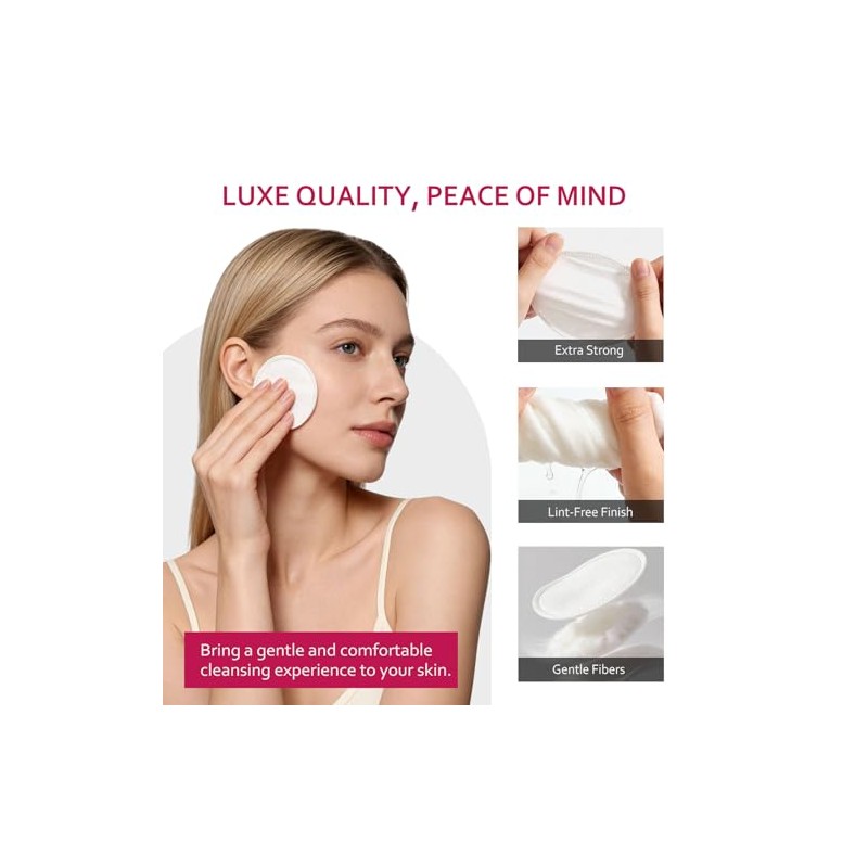 2000 PCS Ultra Soft Cotton Rounds, Stitched, Double-Layered, Hypoallergenic, Lint-Free,