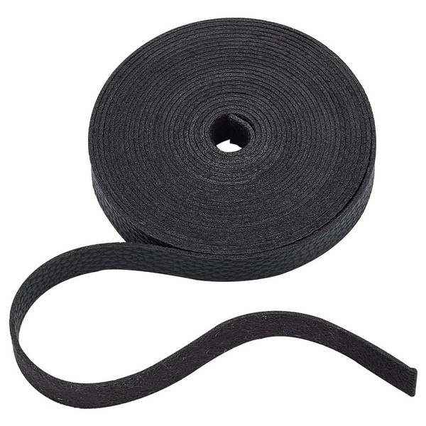 HOBBIESAY 4.37Yards 0.59Inch Wide Black Flat Leather Straps Roll Belt