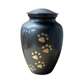 Royal Rapture Urn For Ashes Jar Paw Engraved Dog Cat Funeral Cremation Love Urns decorative(Grey 4") RJM06-01