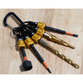 Quick Railer Bit Holder Yellow Keychain 5Pc 1/4" Hex Shank Bit Holders Quick-Change