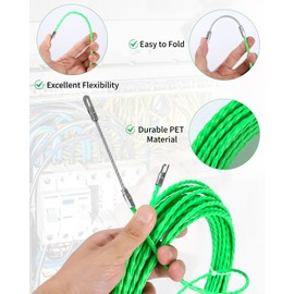 SinLaw 35 m Cable Retraction Aid with 4 Guide Springs, Cable Retracting Spiral Pull Wire, Retracting Tape φ4.5 mm Cable Retraction Aid in Ideal Retraction Tape for Cable Laying (Green)