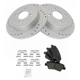 TRQ Rear Performance Brake Pad & Rotor Kit Brake Pads Brake Rotors Set Ceramic Premium G-Coated Compatible with 2012-2017 Hyundai Accent 2012-2016 Kia Rio