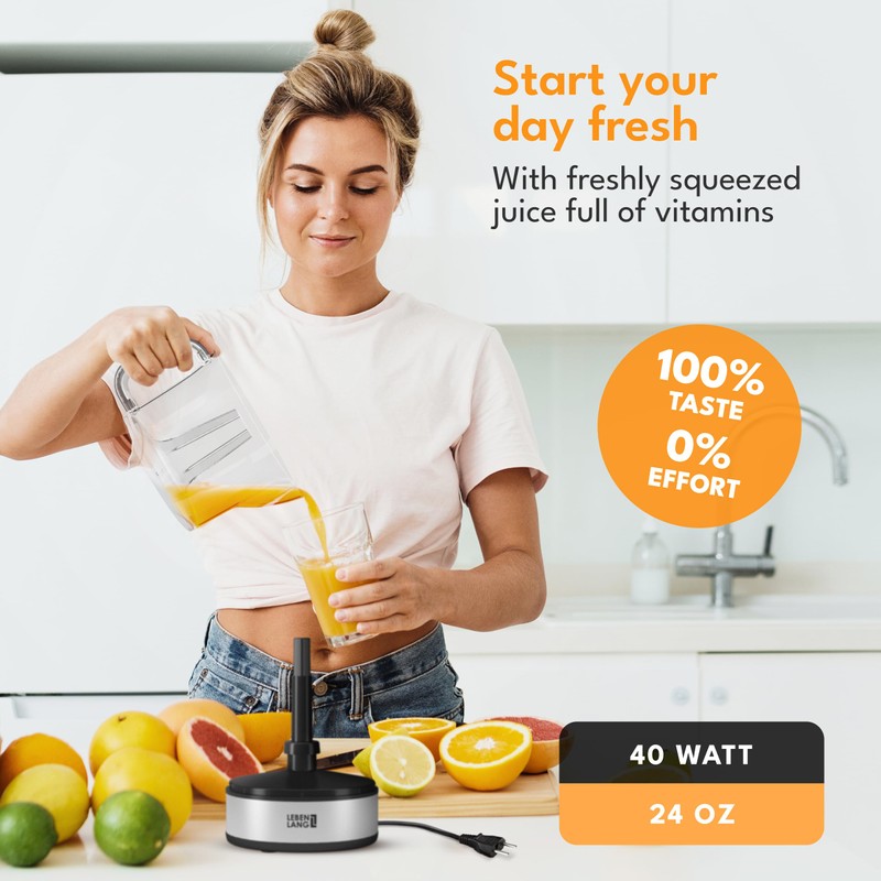 LEBENLANG Electric Citrus juicer - 2 cones & BPA-free I