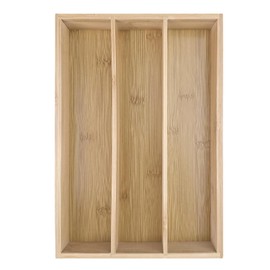 Bamboo Cutlery Tray, Drawer Insert with 3 Compartments, Cutlery Tray for Drawers, Kitchen Organiser, Bamboo Drawer Organiser, for Kitchen, Office, Bathroom, Workshop