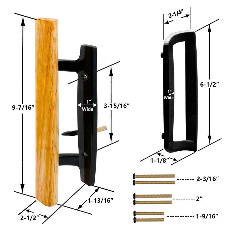 TPard Sliding Glass Patio Door Handle Replacement Set with Oak