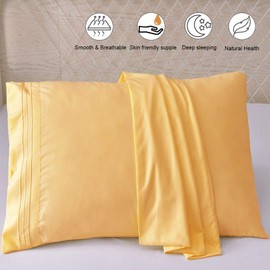 SONORO KATE Luxury Pillowcase Set Brushed Microfiber 1800 Bedding - Wrinkle, Fade, Stain Resistant - Hypoallergenic (Yellow, 2 Pillowcases King)