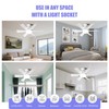 Modern 6-Blade White Socket Ceiling Fan with LED Light, 3-Speed