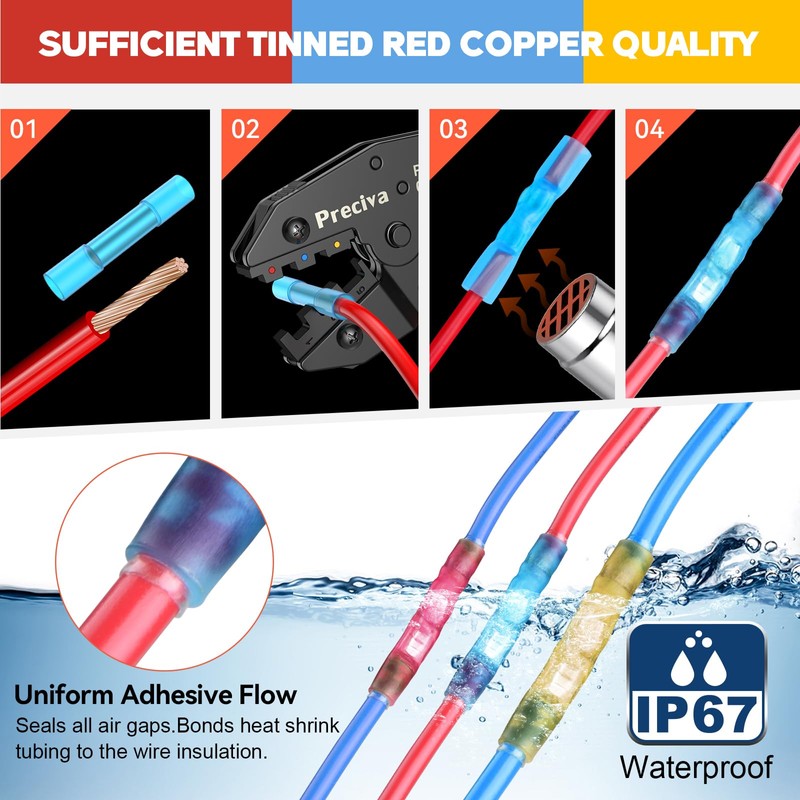 Crimping Pliers Butt Connector Set, Preciva Crimping Pliers 0.5-6.0 mm²