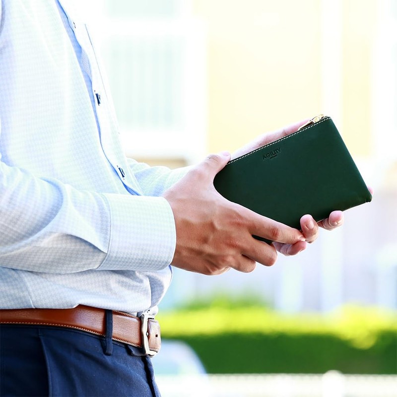Agility affa Smart Wallet, L-Shaped Zipper, Cowhide Leather, Mini Wallet,