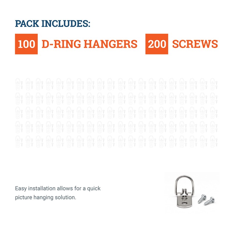 PHS Heavy Duty D Ring Picture Hangers - 100 Pack