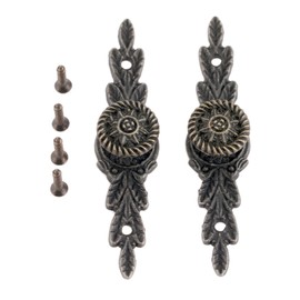 2 PCS Antique European Flower Handle Pull, 2.48 x 0.51 Inch Drawer Wardrobe Handle, Mini Pull Knob with 4 Screws for Wooden Jewelry Box, Zinc Alloy