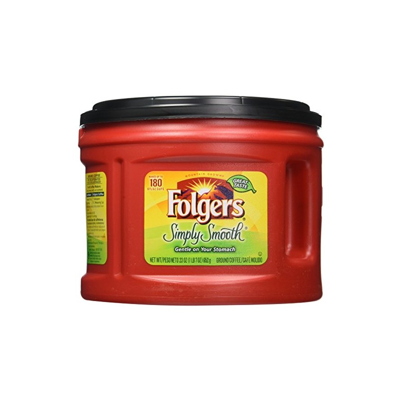 Folgers Simply Smooth Ground Coffee, 23 Ounce Tubs (Pack of