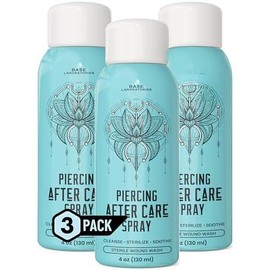 Piercing Aftercare Spray 4oz | Saline Spray for Piercings | Ear Piercing Cleaner Spray | Saline Solution for Piercings | Piercing & Keloid Bump Removal for Ears, Belly Nose Piercings - Color: 3