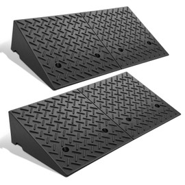 DNA MOTORING 2pcs 7.9" Rise Rubber Curb Ramp Heavy Duty Loading Driveway Ramp Threshold Ramp 38.5 in L x 19.6 in W x 7.9 in H for Loading Dock, Warehouse, Wheelchair, Motorcycles, Cars, TOOLS-00654X2