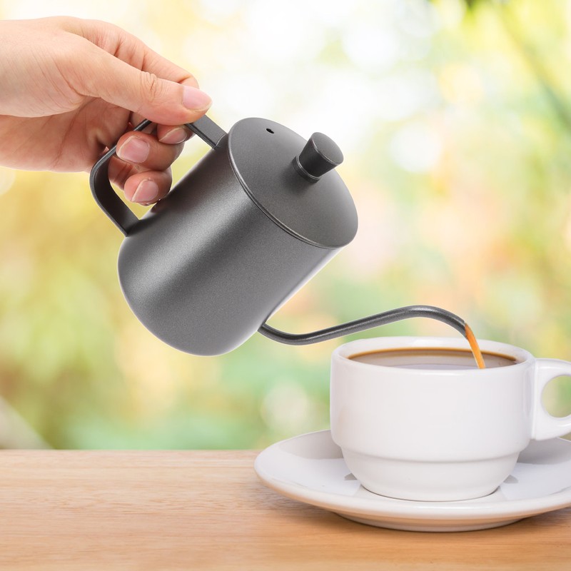 Long Narrow Coffee Kettle Black Stainless Steel Rustproof Small Pour