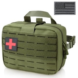 Botiquín Táctico de Primeros Auxilios, Bolsa Primeros Auxilios Gran Capacidad, Kit de Supervivencia de Emergencia de Liberación Rápida, Emergencia Médica Al Aire Libre para Viajar (Verde)