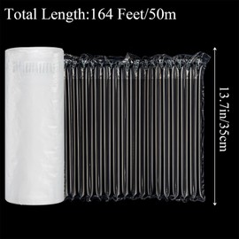 Fasmov 13.7 Inch x 164 Feet Inflatable Air Column Packaging Air Cushion Film for Heavy Duty Packing and Shipping Wine Bottle Travel Protector Bags, Air Pillow Column Wrap with Free Pump