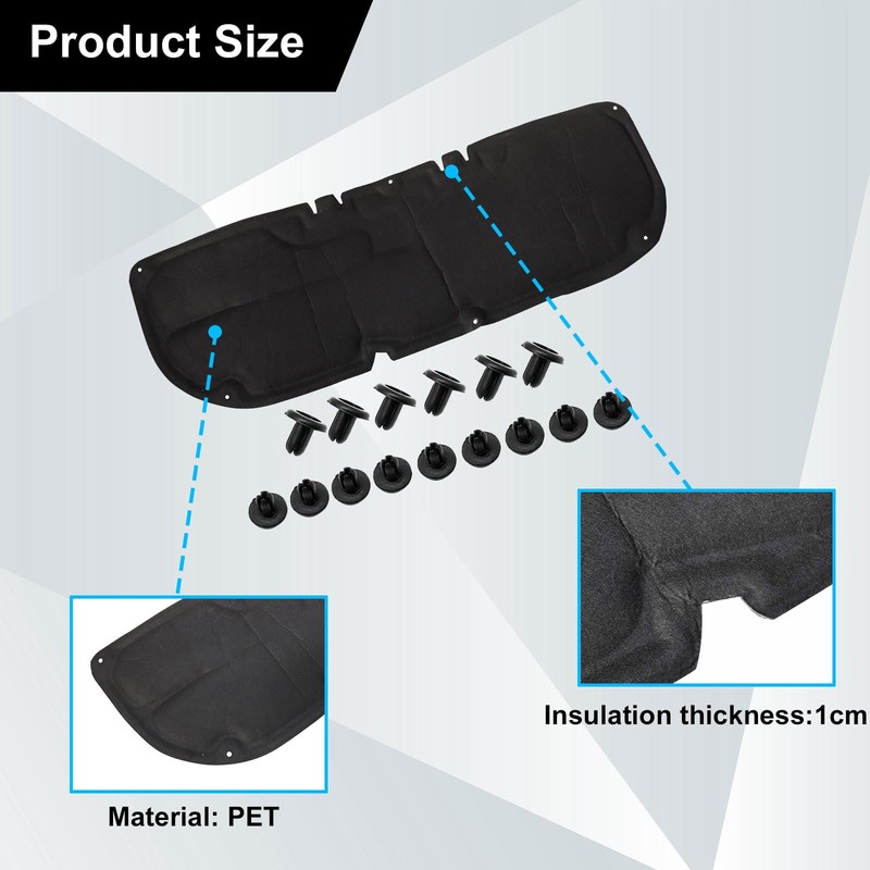 SecosAutoparts Engine Hood Insulation Pad Heat Shield Blanket Trim Compatible