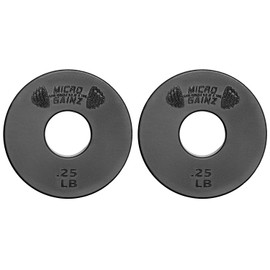 Micro Gainz Standard 1-Inch Center Hole Weight Plates, Set of 2 Black Fractional Plates Choose Set (.25LB-1.25LB), Designed for Standard 1-inch Barbells & Dumbbells, Made In USA (.25 lb)