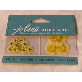 Jolee's Boutique JOLEE’S BOUTIQUE 3D MINI YELLOW FLOWERS TWO SIZES W/ GEMSTONES FLOWERS FLORAL