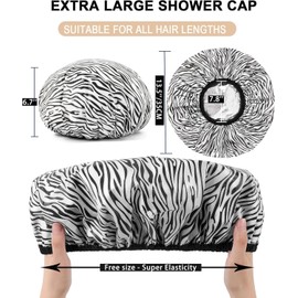 2 Pieces Shower Cap Heat Cap For Deep Conditioning, Conditioning Cap Made Of Aluminum Foil For Home And Salon Use, Hair Dyeing And Hot Oil Treatment Tools (Black white stripes)