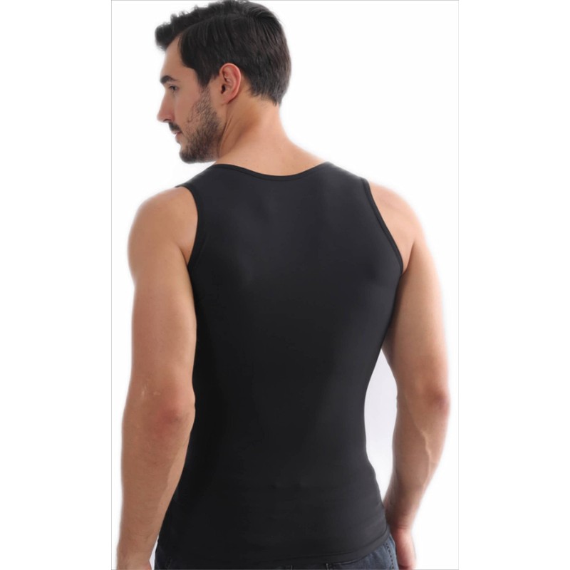 Henicepte Mens Undershirt Tummy Control Chest Compression Hidden Gynecomastia Undershirt