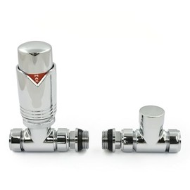 Realm Thermostatic Radiator Valve Set - Chrome Radiator Valves inc. Straight TRV & Lockshield