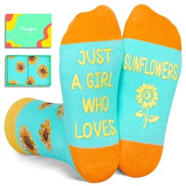 HAPPYPOP Sunflower Gifts for Girls Kids - Sunflower Socks, Sunshine Socks, Funny Plant Gifts, Kids Socks for Girls 7-9 Years Old
