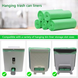 Biodegradable Trash Bags, Small Compostable Garbage Can Liners, Compatible with 8-10L Kitchen Cabinet Door Hanging Waste Bin 2.6 Gallon Green (80 PCS) (Green, S)