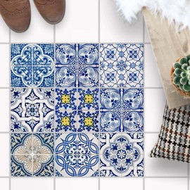Tile Stickers - [Tile Film Floor] - Sticker Film Sticker for Floor Tiles - Kitchen or Bathroom I Tile Film as an Alternative to Tile Colour I 15 x 15 cm - Classic Design