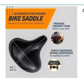 Bikeroo Oversized Bike Seat Bicycle Saddle Replacement - Wide Cushioned!
