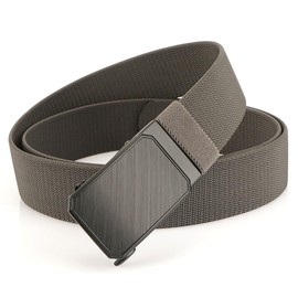 Magracy Men‘s Nylon Ratchet Belt Zinc Alloy Buckle Breathable No Hole Adjustable Web Belt with Slide Buckle Cut to Fit Dark Grey