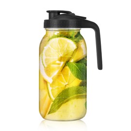Veri Beond Sun Tea Glass Pitcher for Outside ，1/2 Gallon Iced Tea Mason Jar with Lid，for Cold Brew, Breast Milk, Lemonade, Coffee, Flavored Water(1 Pack，Black)