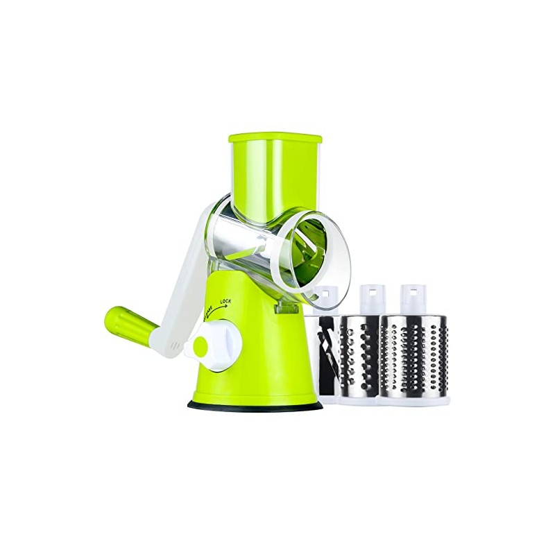 Ourokhome Rotary Cheese Grater Slicer- Vegetable Mandoline Slicer with 3
