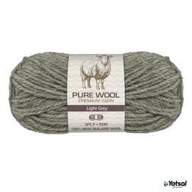Yatsal 3-Ply Pure Wool 50 g, Light Grey