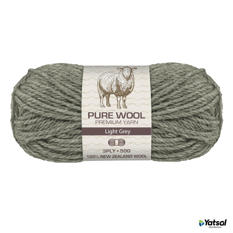 Yatsal 3-Ply Pure Wool 50 g, Light Grey