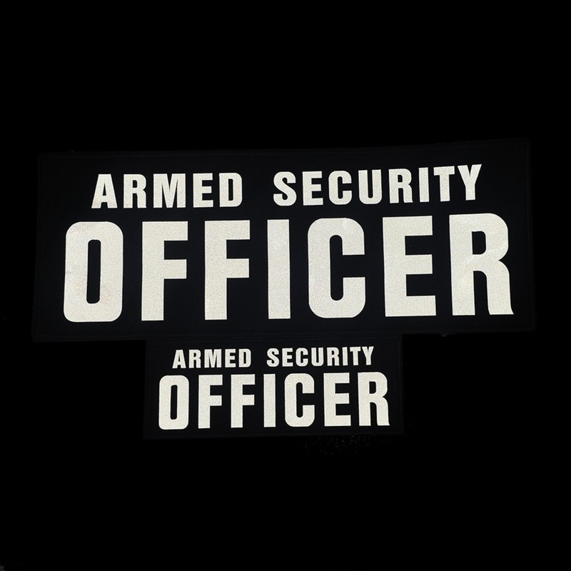Armed Security Officer Reflective Patches with Hook and Loop Backing,
