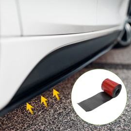 HOPESPANNER Universal 8.2Ftx3.94In Car Side Skirts Protector Adjustable Side Edge Guards PVC 1 Pcs Carbon Fier Pattern Black