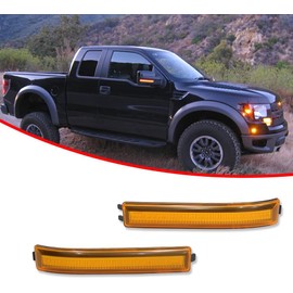 GTINTHEBOX Amber Lens Amber Led Side Mirror Marker Turn Signal Light Lamp for 2009-2014 Ford F150