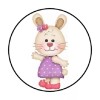 Homemade 48 GIRL RABBIT ENVELOPE SEALS LABELS STICKERS 1.2" ROUND