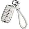 JOYEAR for Dodge Keychain with Key Fob Cover Compatible with 2019-2023 Dodge RAM 1500 2500 3500 4-Buttons(Silver-White)