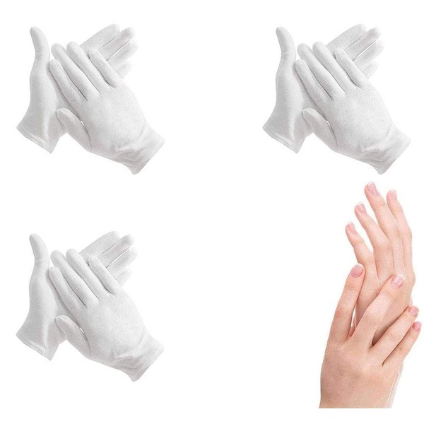White Cotton Gloves Moisturizing Gloves Soft Elastic Skincare Glove Working Gloves for Women Dry Hands Jewelry Inspection and More, One Size Fits Most (10 Pairs)