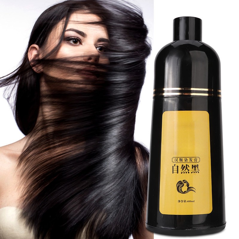 400ml Natural Plant Black Hair Shampoo Hair Dye Black Coloring